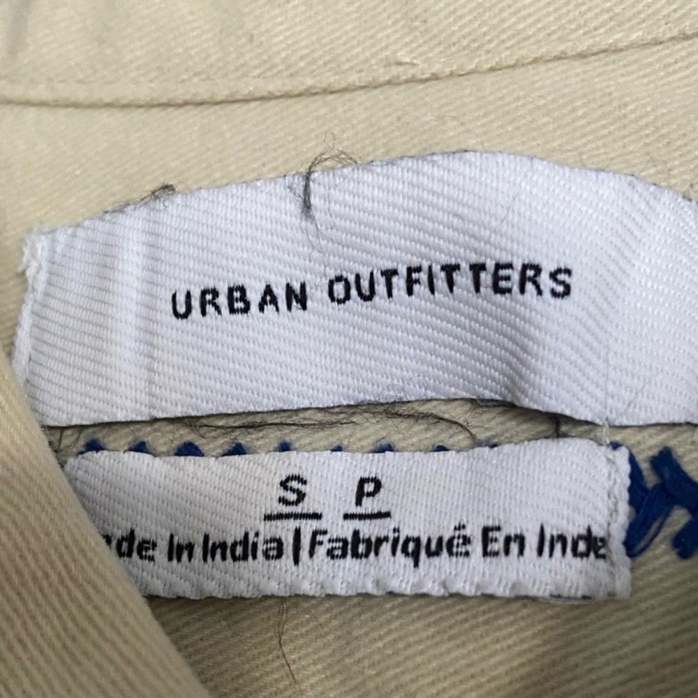 Urban Outfitters Flannel Cream Checkered Shirt with Embroidered Mushrooms - Picture 8 of 11